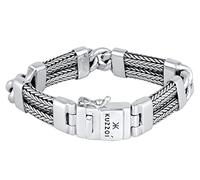 Kuzzoi Buddha Silver Bracelet for Men Solid 925 Sterling Silver width 14 mm