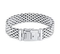 Kuzzoi Buddha Silver Bracelet for Men Solid 925 Sterling Silver width 18 mm