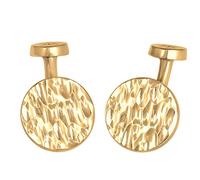 Kuzzoi Cufflinks for men, coin design in hammered look, 925 sterling silver gold plated, cufflinks for the shirt, stylish men's gift for wedding and birthday, 925 sterling silver
