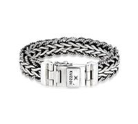Kuzzoi Handmade silver curb bracelet made of solid 925 sterling silver oxidised with box clasp and logo engraving, 15 mm wide, 95 g heavy, 19 centimeters, Sterling Silver