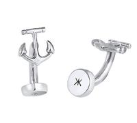 Kuzzoi Men Cufflinks with Anchor Polished 925 Sterling Silver Cufflinks for