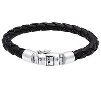 Kuzzoi Men leather bracelet bracelet in black with 925 sterling silver