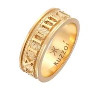 Kuzzoi Men Ring Gold Band Ring Solid (8mm) in 925 Sterling Silver Gold | Plated Jewelry Accessory with Roman Numerals Ring for Men Ring Size 60-66 0604211422