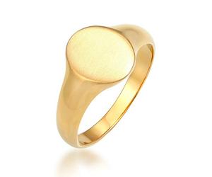 Kuzzoi Men Signet Ring 12 mm Wide Basic Oval Matte Solid Silver Ring made | of Gold Plated 925 Sterling Silver Colour Yellow Gold UK Ring Size S - W