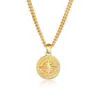 Kuzzoi Men Silver Necklace with Compass Pendant (34 mm) 925 Sterling Silver