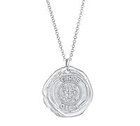 Kuzzoi Men's Silver Necklace with Coin Pendant Round (25 mm), Necklace for Men in 925 Sterling Silver, Venetian Chain with Antique Coin, Men's Necklace Pendant Vintage Handmade, Sterling Silver