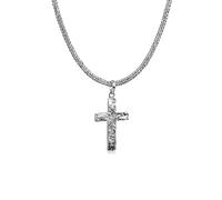 Kuzzoi Men's Silver Necklace with Cross Pendant in 925 sterling silver, Length 50 cm, Byzantine chain, men's necklace with pendant
