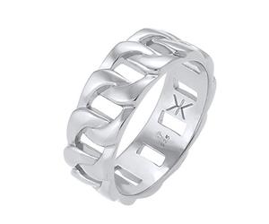 Kuzzoi Polished Men's Tank Design Solid Band Ring, 8mm Wide, Chunky Chain Look, Made of 925 Sterling Silver, Ring Size: 54-66, 0611842020, 62, Sterling Silver