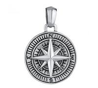 Kuzzoi Silver Compass Pendant (30 mm) for Chains Solid 925 Sterling Silver
