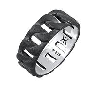 Kuzzoi Solid Men's Ring (8 mm) in Curb Design, Band Ring for Men made of 925 Sterling Silver, Ring in Chunky Chain Look, Ring Size 54-66, 0608282621