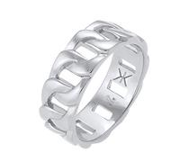 Kuzzoi Solid men's ring (8 mm) in curb design, polished, band ring for men made of 925 sterling silver, ring in chunky chain look, ring size 54-66, 0611842020, Sterling Silver