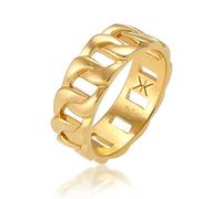 Kuzzoi Solid Men's Ring in Curb Design Gold-Plated Band Ring for Men, Size 60-66, 0602341820, 54 cm, Sterling Silver