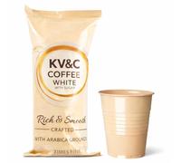 KV&C - Instant White Coffee | In Cup Vending Machines | Camping | Travel | 73mm | INCUP KLIX Drinks (WHITENER + SUGAR - 25 CUPS (1 SLEEVE))