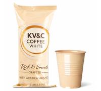 KV&C - Instant White Coffee | In Cup Vending Machines | Camping | Travel | Office | 73mm | INCUP KLIX Drinks (WHITENER - NO SUGAR - 25 CUPS (1 SLEEVE))