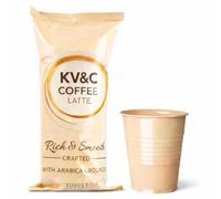 KV&C - LATTE | Instant White Coffee | In Cup Vending Commercial Machines | Camping | Travel | Office | 73mm | INCUP KLIX Drinks (LATTE - 20 CUPS (1 SLEEVE))