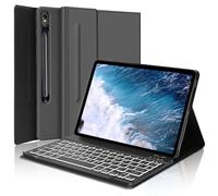 KVAGO Compatible with Galaxy Tab S9 11-inch 2023 Model / S8 2022 / S7 2020 11-inch Keyboard case. Smart Leather case with S Pen Slot. 7-Color Backlight/Magnetic Detachable Wireless Keyboard. Gray.