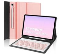 KVAGO Keyboard Case for Samsung Galaxy Tab S10 FE Plus/S10 FE+ 13.1 Inch 2025, Detachable 7 Colors Backlit Bluetooth Keyboard, Cover with S Pen Holder (Rose Gold)