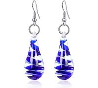 KVANU Handcrafted Italian Murano Style Glass Tornado Twirl Fashion Dangle Earrings Irregular Glass Spiral Dangle Drop Earrings for Women Girls Jewelry Gift, Metal, n/p