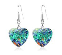 KVANU Vintage Abstract Van Gogh Painting Starry Sky Sunflower Drop Dangle Earrings for Women Girls Painter Art Teacher Abstract Art Earrings Charm Creative Jewelry Gifts, Metal, n/p