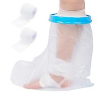 KVBUCC 1 Ankle Protector and 2 Bandages, Waterproof Foot Cover for Shower, Clear Waterproof Cover Reusable, Waterproof Protector, Cast for Limbs, Wound Dressing