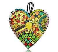 KVBUCC 1-pack Mosaic Heart Ornaments, Colorful Heart Pendants, Resin Sculpture Ornaments, Shiny Love Hanging Statues, Suitable For Indoor Outdoor, Garden Decoration