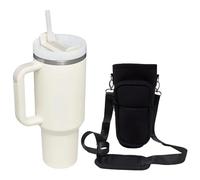 KVBUCC 1-Piece Insulated Travel Mug, Milky White Ice Tyrant Cup with Protective Sleeve, 40oz Stainless Steel Reusable Vacuum Cup