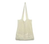 KVBUCC 1 piece of apricot woven shoulder bag, simple shopping bag, travel storage tool, hollow leisure bag, mesh beach bag, suitable for picnics and shopping