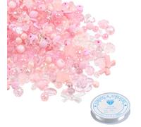 KVBUCC 1 Set of About 120 Pieces Acrylic Candy Beads, Jewelry Making Supplies, Craft Colorful Beads for DIY Jewelry Kit (Pink)