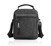 KVBUCC 1 Shoulder Bag, Retro Messenger Bag, Multi Compartment Zip Bag, Adjustable Tote Bag, Portable Canvas Bag, suitable for Traveling, Shopping (Black)