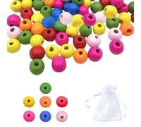 KVBUCC 1000 Colorful Beads with 1 Gauze Bag, Wooden Beads for Threading, Wooden Ball Beads with Holes, Colorful Ball Beads, Colorful Round Beads, Colorful Beads, DIY Bead Set