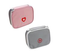 KVBUCC 2-Piece First Aid Kits, Square Organizer, Multi-Compartment Nursing Bags, Convenient Travel Medicine Bags (Pink, Gray)