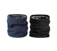 KVBUCC 2 Pieces Of Warm Neck Scarves, Velvet Scarves, Thickened Knitted Windproof Neck Gaiters, High-Neck Neck Gaiters For Men And Women, Suitable For Winter Travel (Black, Navy Blue)