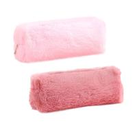 KVBUCC 2 Plush Pencil Case, White Fluffy Pencil Case, Cute Pencil Case for Girls and Girls, Jewelry Bag, Makeup Bag, Suitable for School, Work, Travel (Pink, Bean Paste Powder)