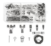 KVBUCC 230 Pieces Picture Hanging Tools, Silver Iron Picture Frame Hooks, Steel Nails, Wall Hooks for Hanging Photos