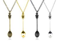 KVBUCC 4 pieces small spoon necklace, snuff spoon necklace, spoon pendant necklace, necklace set, stash necklace with spoon (4 colors)