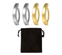KVBUCC 4 Stainless Steel Navel Rings, 1 Black Velvet Bag, Reverse Curved Ring, Clip On Navel Piercing For Girls And Women, Belly Jewelry Piercing Kit (Gold, Silver)