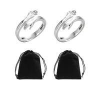 KVBUCC Hug Rings, Adjustable Open Rings, Finger Jewelry - Friendship Gifts (Silver)