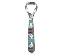 KVCBUYK Cute seagull Prints Men's Necktie - Stylish and Durable Polyester Tie for Business, Weddings, and Parties, Black, One Size, Black, One size