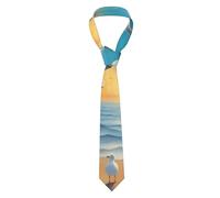 KVCBUYK seagulls by the sea Prints Men's Necktie - Stylish and Durable Polyester Tie for Business, Weddings, and Parties, Black, One Size, Black, One size