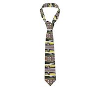 KVCBUYK Vintage Car Prints Men's Necktie - Stylish and Durable Polyester Tie for Business, Weddings, and Parties, Black, One Size, Black, One size