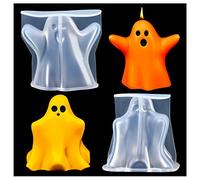 KVCSYAW 3D Ghost Resin Molds, 2 Pack Halloween Ghost Candle Molds, Silicone Molds, DIY Craft Handmade Candle Making Mould for Fondant Cake, Aromatherapy Candle, Chocolate, Soap, Candy