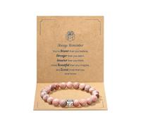 Kvekstio Animal Lover Pink Natural Stone Bracelet w/You are Braver Card for Women, Animal Themed Birthday Party Gift, M, Alloy Stone, no gemstone
