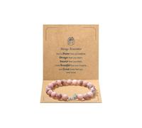 Kvekstio Animal Lover Pink Natural Stone Bracelet w/You are Braver Card for Women, Animal Themed Birthday Party Gift, M, Alloy Stone, no gemstone