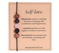 Kvekstio Crystal Bracelet for Women, Good Luck Gift, Self Love, Uplifting Daily Remind Gift, Relief Stress Anxiety Recovery Gift, M, Crystal Nylon, no gemstone