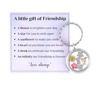 Kvekstio Floating Locket Stainless Steel Glass Keyring Gift for Women, Floating Charms Little Trinket Cute Keyring Gift, Multicolor, Medium