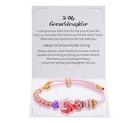 Kvekstio To My Granddaughter Blossom Knot Bracelet, Always Be Brave And Be Strong Adjustable Braided Bracelets for Granddaughter from Grandma, Inspirational Christmas Gift for Women Teen