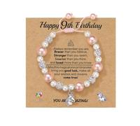 Kvekstio Unicorn Gift Happy Bday Bracelet with Unicorn Charm Gift for 3 4 5 6 7 8 9 10 Years Old Daughter Granddaughter Niece, M, Rhinestone Nylon Alloy, no gemstone