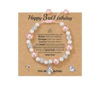 Kvekstio Unicorn Gift Happy Bday Bracelet with Unicorn Charm Gift for 3 4 5 6 7 8 9 10 Years Old Daughter Granddaughter Niece, M, Rhinestone Nylon Alloy, no gemstone