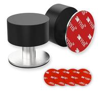 KVELEE - Pack of 2 Self-Adhesive Door Stops, Heavy Duty Stainless Steel Door Stopper with 3M Stickers for Sound Dampening, Easily Wall Mounted Stoppers Without Drilling and Screws