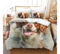 KVIMARPET Brittany Spaniel Watercolor Bedding, Dog Bedding Set, Duvet Cover And Pillowcase with Zipper King（220x240cm）